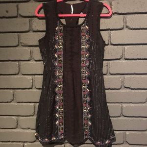 Free People Crochet mirrored Black Dress Size 6